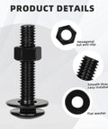 Premium 1/4-20 X 1 Inch Carriage Bolt Kit Crafted From Rust Resistant 304 Stainless Steel showing nut, bolt, and flat washer.