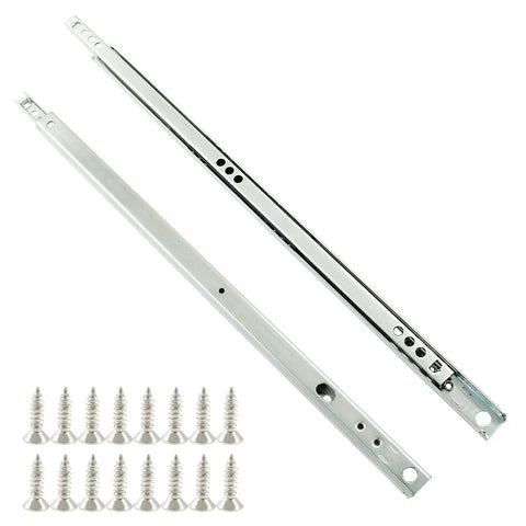 Beefy 13.5 Inch Metal Drawer Slides 2 Pack Full Extension Two Way Ball Bearing Side Mount Rails in Silver Steel with Screws