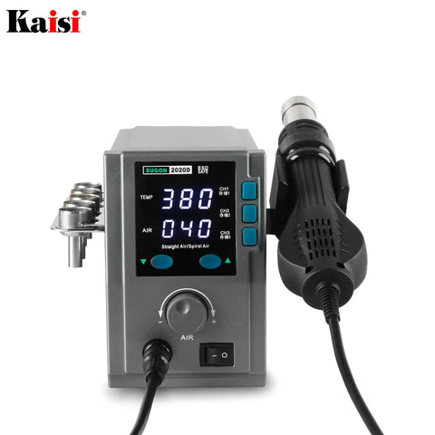 700W Hot Air Soldering Station For PCB Repair 110 220V Rework Station With Dual Digital Displays and Nozzle Set