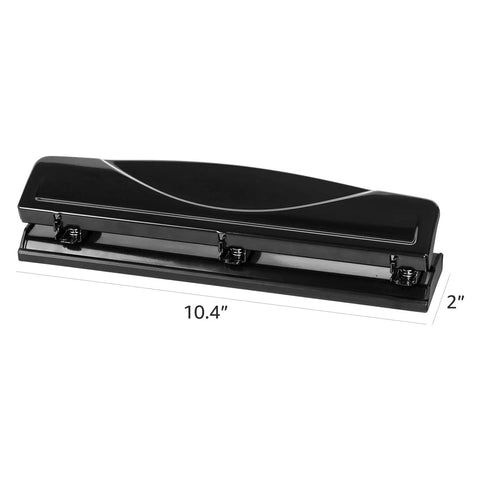 Three Hole Punch For Office And Home Use No Fuss Ten Sheets Puncher With Durable Metal Construction Black Finish