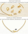 DIY Jewelry Repair Kit For Broken Necklaces And Bracelets With 15 Gold Plated Clasps Including Lobster Clasp Spring Ring Closures And Oval Findings