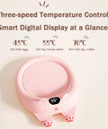Electric Coffee Mug Warmer With Three Temperature Settings And Auto Shut Off keeps your Joe piping hot; pink design with digital display.