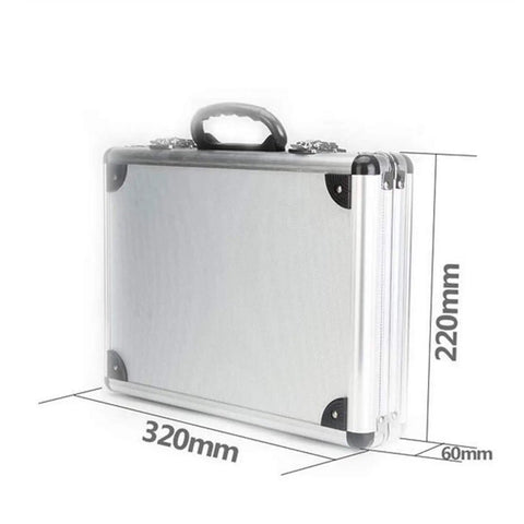 35 Piece 6Mm Shank Router Bits Set With Heavy Duty Metal Storage Box shown with dimensions 320mm x 220mm x 60mm.