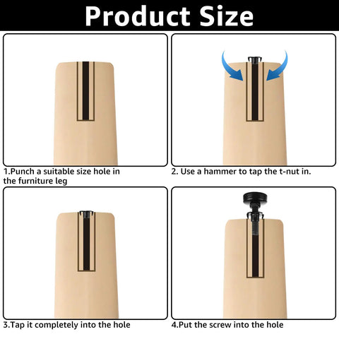 Installation steps for 20 Pack Adjustable Furniture Leveling Feet Three Eighths Inch 16 Thread Heavy Duty Leg Levelers