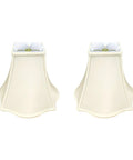 Regal Square Bell Lamp Shade Set 4 x 10 x 8.5 Eggshell Silk Type Shantung Fabric Off White Lining Pack of 2, shown front view.
