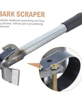 Woodworking Bark Scraper Debarking Tool Hand Spudger Squeegee Scythe Draw Knife For Bark Stripping And Cutting Mortise And Tenon Tools Silver Finish Pro Quality showing angled blade and metal handle with rubber grip