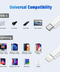 Close-up of white USB-C to Lightning charging cable, 3 ft, two-pack, Apple MFi certified