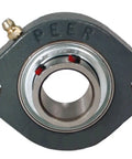 Two-Bolt Light Duty Flange Bearing With Narrow Inner Ring Relubricable Design And Set Screw Locking Collar Cast Iron Housing