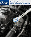 Ratchet Wrench Adapter Set Turns Your Ratchet Into Square Drive And Hex Bit Tools For Sockets on engine component in use