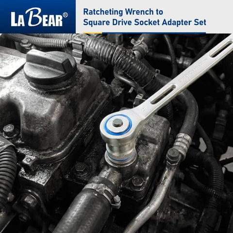 Ratchet Wrench Adapter Set Turns Your Ratchet Into Square Drive And Hex Bit Tools For Sockets on engine component in use