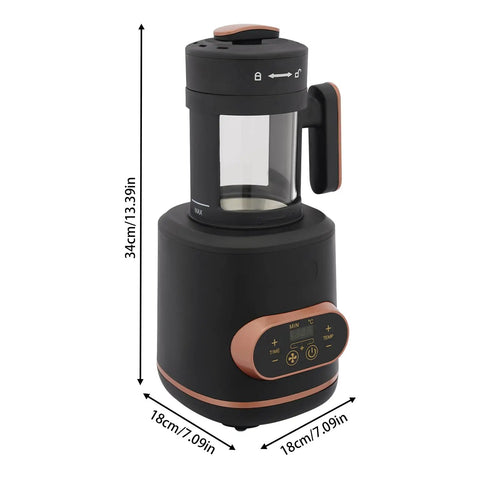Absolute Game Changer Electric Coffee Bean Roaster With Smart Temperature Control And Three Fan Speeds 1500W, black appliance with glass and control panel.