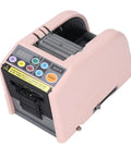 Electric Automatic Tape Dispenser And Ribbon Cutter Machine Featuring Smart Auto Sensor For 6 To 60 Mm Tape in pink, showcasing user controls and feed system.