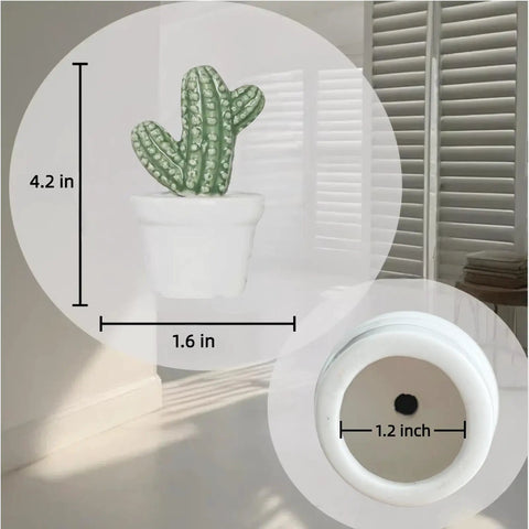 Ceramic Toilet Bolt Covers Decorative Bathroom Hardware Hand Painted Cactus Caps 4.2 inch green cactus design with white pot.