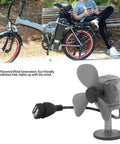 5W USB Mini Portable Wind Power Generator Charger for cars, bikes, EVs, shown near bicycle and USB connector detail.