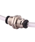 Push To Connect Bulkhead Tube Fitting 3 Eighth Inch OD Stainless Steel Double Threaded with NPT Threads and NBR O Ring