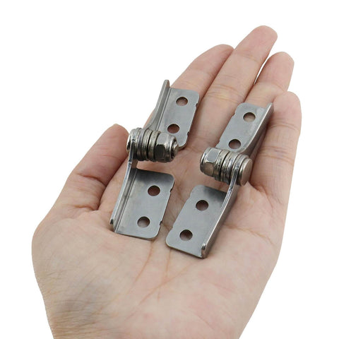 Hand holding 2 Pack Stainless Steel Torque Shaft Hinges With Adjustable Torque And 90 Degree Damping Locking Action, Left And Right Set, 66mm Shaft