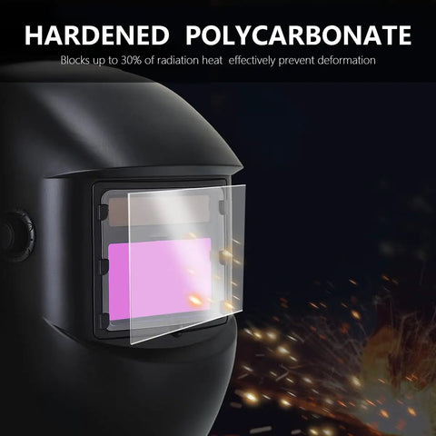 Set of 20 Replacement Clear Lens Covers for Solar Auto Darkening Welding Helmets, polycarbonate lens on helmet with sparks