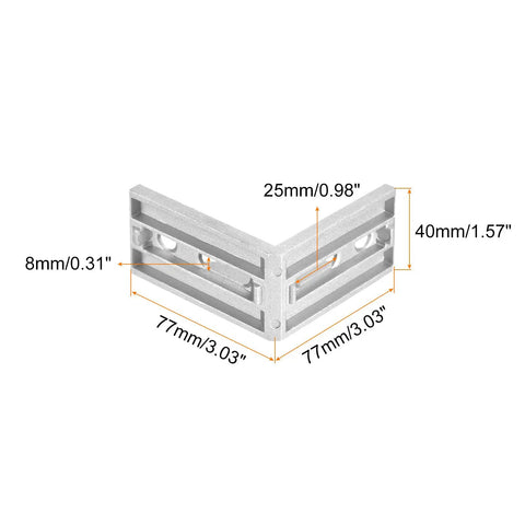 8 Pack Inside Corner Brackets Gusset 77x77x40mm 4080 Angle Connectors For 4040 4080 Aluminum Extrusion Profiles Silver Detail Image