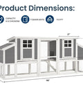 Diagram of 98 Inch Large Wooden Chicken Coop For 6 To 8 Chickens With Pull Out Tray, featuring dimensions and structure design.