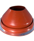Round Base Metal Roofing Pipe Flashing Boot For 7 To 13 Inch OD Pipes Red High Temp Silicone Flexible Flashing Durable Heavy Duty Metal Roof Jack Boot Roof Flashing Customizable On Site Size Cut With Scissors displayed on white background