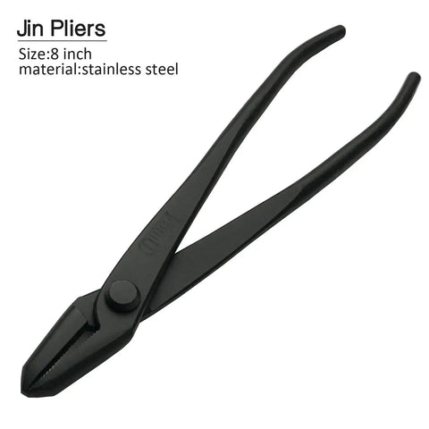 Jin pliers from 5-Piece Bonsai Tool Set With Knob Cutter, Concave Cutter, Wire Cutter, Jin Pliers, And Bonsai Scissors, Stainless Steel Black Coated