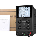 Adjustable DC Bench Power Supply 30V 10A And 5A With RS 232 Control shown with manual and box
