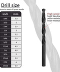 Front view of a black cobalt drill bit set showing 13 metric sizes from 1.5 mm to 6.5 mm