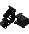 Heavy Duty Folding Leg Hinges for Furniture Corner Connectors with Wearproof Coating, black metal, angled view.