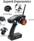 5 Channel 2.4GHz RC Transmitter And Receiver Combo With Gyro Stabilization ergonomic design showing anti-slip trigger and foam