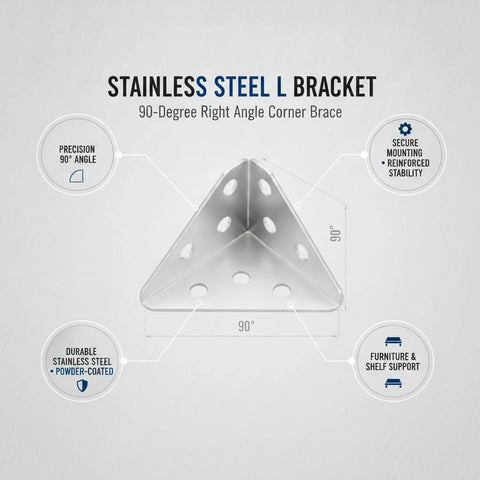 Stainless Steel 90 Degree L Bracket For Cabinet Corners And Floating Shelves Built To Last Heavy Duty Furniture Reinforcement