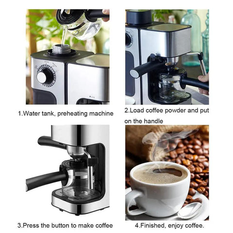 Kickstart Your Daily Grind With This Semi Automatic Espresso Machine Featuring A Five Bar Pressure Pump And Built In Milk Frother For Barista Quality Lattes And Frothy Macchiatos At Home, steps for brewing espresso.