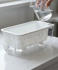 Dope Self Watering Rectangular Planter With Breathable Undergrowth Vents And Glacier Textured Finish, Transparent PET Window Sill Indoor Greenery Pot In Piano White, Drop Resistant, Perfect For Small Veggies And Herbs, 1 Pack, transparent side view
