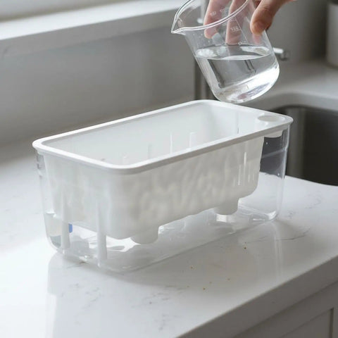 Dope Self Watering Rectangular Planter With Breathable Undergrowth Vents And Glacier Textured Finish, Transparent PET Window Sill Indoor Greenery Pot In Piano White, Drop Resistant, Perfect For Small Veggies And Herbs, 1 Pack, transparent side view