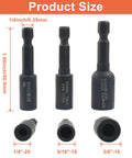 Rock Solid Three Piece Hanger Bolt Drivers For Threaded Rod Installation sizes 1/4-20, 5/16-18, 3/8-16 in high torque alloy steel.