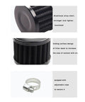 Close-up of 12mm air filter and adjustable clip from 2 Pcs 12Mm Air Filter Kit With Main Jets Breather And Cold Air Intake Turbo Vent Cleaner For 212Cc GX160 GX200 Engines Universal Carburetor Tuning Parts For Go Karts Mini Bikes And Motorcycles.