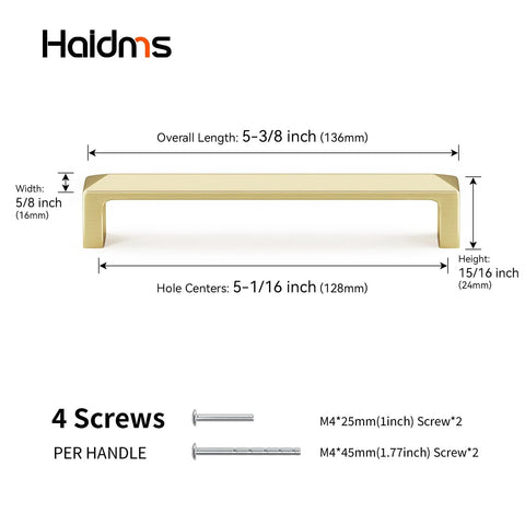 Dimensions of Two Pack Gold Cabinet Handles 5 Inch Center To Center Solid Zinc Alloy Brushed Gold Kitchen Drawer Pulls