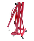 Hoss Strength Folding Engine Hoist With Lever 2 Ton Hydraulic Cherry Picker Heavy Duty red frame folds compactly.