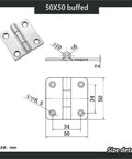 Automatic Self Closing Door Hinge Square Two Inch Badass Heavy Duty 304 Stainless Steel Cabinet Closet Hardware visible in technical drawing.