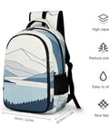 Minimal Mountain Lake Art Backpack For Everyday Carry Unisex Large Capacity Durable Polyester With Smooth Zipper and Breathable Fabric