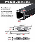 Ceiling Mounted Sliding Door Track Kit With Bypass Pocket Hardware, 6 Wheel Set, Heavy Duty Aluminum 1.85mm Track dimensions