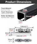 Diagram showing dimensions of 24ft Sliding Barn Door Track System Kit for Ceiling Mount, aluminum alloy material.