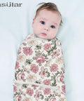 Baby in Ultra Soft Cotton Baby Swaddle Blanket 3 Pack For Newborns And Infants, Floral, 0 To 3 Months, No Zippers Or Snaps.