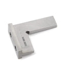 Close-up of Tulead machinist square, silver metal right-angle woodworking tool, 50x40 mm.