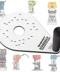 Knockout Performance Phenolic Trim Router Base for Compact Palm Routers with oversized handle and tear drop shape design.