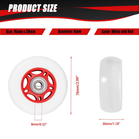 Heckuva Durable Replacement Caster Wheels For Razor Crazy Cart Xl Dlx Shift Set Of Two Bright Red 76Mm By 30Mm smooth tire view with dimensions