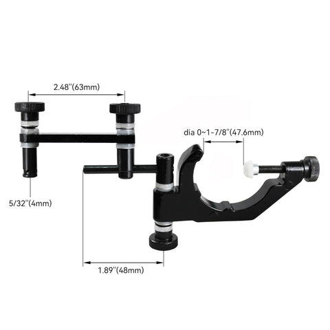 Dial Test Indicator Holder for Bridgeport mill, aluminum alloy, black finish, 1-7/8 in clamping diameter, front view