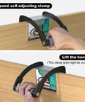 One Hand Plywood Carrier and Panel Lifter Clamp for Drywall and Sheet Goods, Single Person Carry Handle in use on wood panel.
