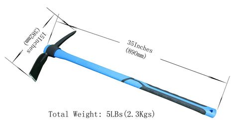 35 Inch Forged Heavy Duty Adze Pick Mattock With Shock Absorbing Fiberglass Handle Beefy 5 Lb Pickaxe One Piece Construction