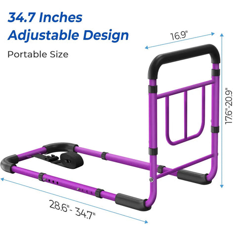 Rock Solid Bed Rails For Elderly Safety With Tool Free Setup, Adjustable Design, Non Slip Ergonomic Handle, Handy Storage Pocket