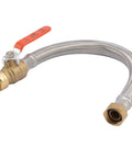 3/4 Inch Ball Valve To 3/4 Inch FIP 18 Inch Braided Stainless Steel Flexible Water Heater Connector With Push To Connect Brass Plumbing Fitting